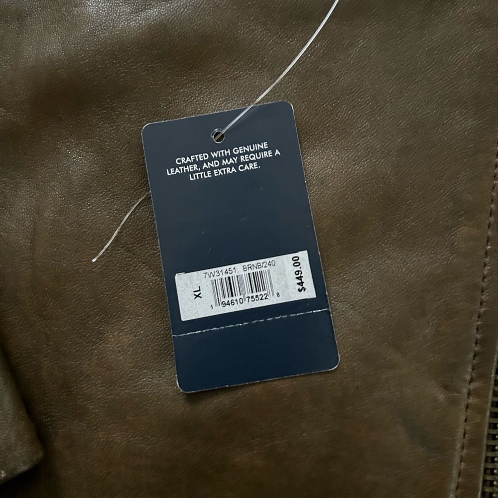Lucky Brand Brown Leather Moto Jacket - Picture 2 of 10
